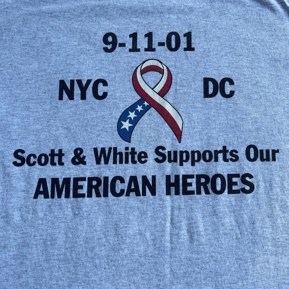 Vintage 911 Shirt Adult 2X XXL Gray Eagle Patriotic Flag Tribute Short Sleeve - Picture 7 of 10